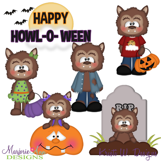 Happy Howl-O-Ween SVG Cutting Files + Clipart - Click Image to Close